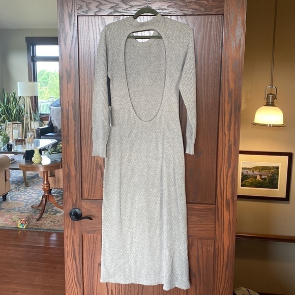 Le Kasha Open back pointelle-knit %100 organic cashmere dress. Size Large NWT - Picture 9 of 11